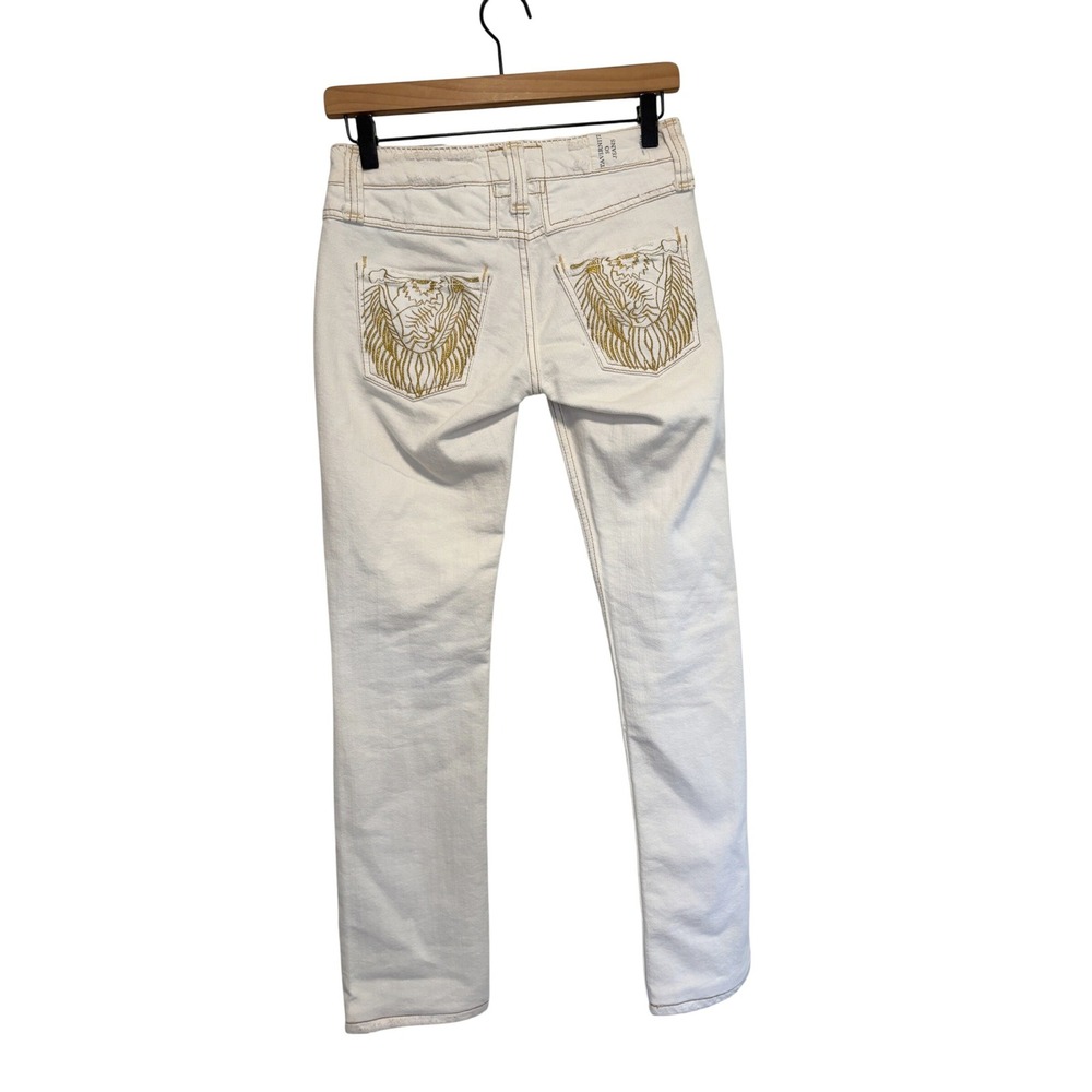Vintage Taverniti So Jeans Womens White Gold Embroidered Straight Leg 25